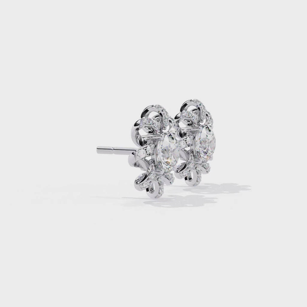 Exquisite Knot Design Sterling Silver & CZ Stud Earrings Jewelry By Azuni & Company