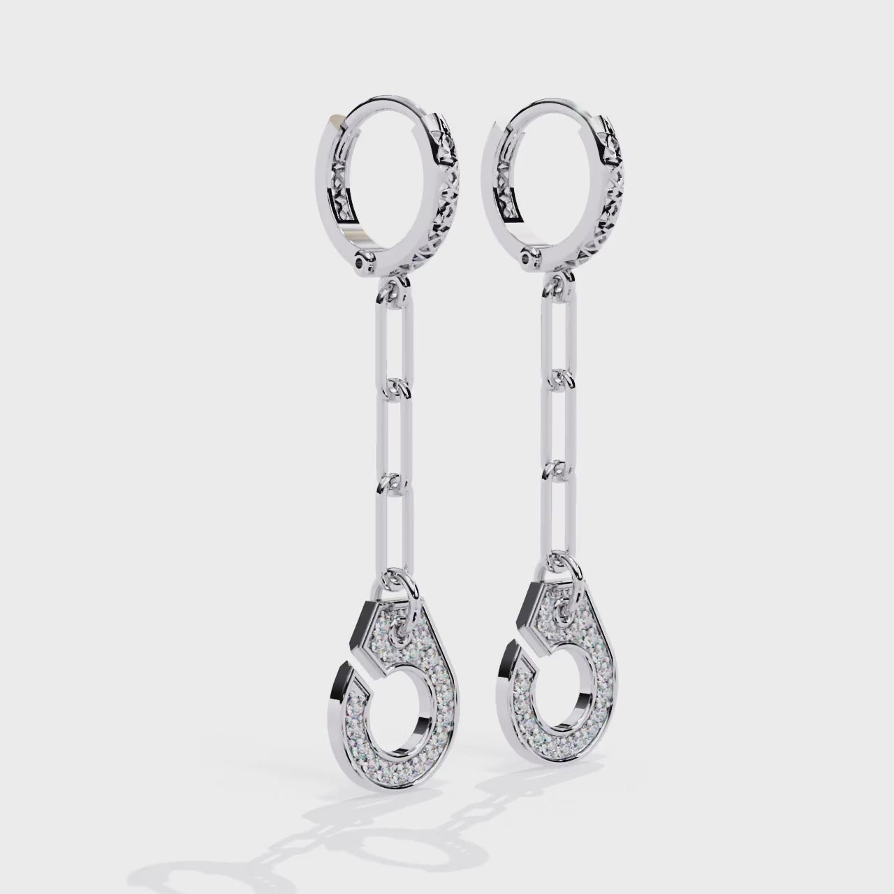 Dazzling Handcuff Drop Earrings | Sterling Silver & CZ Diamond Chain Dangles Jewelry By Azuni & Company