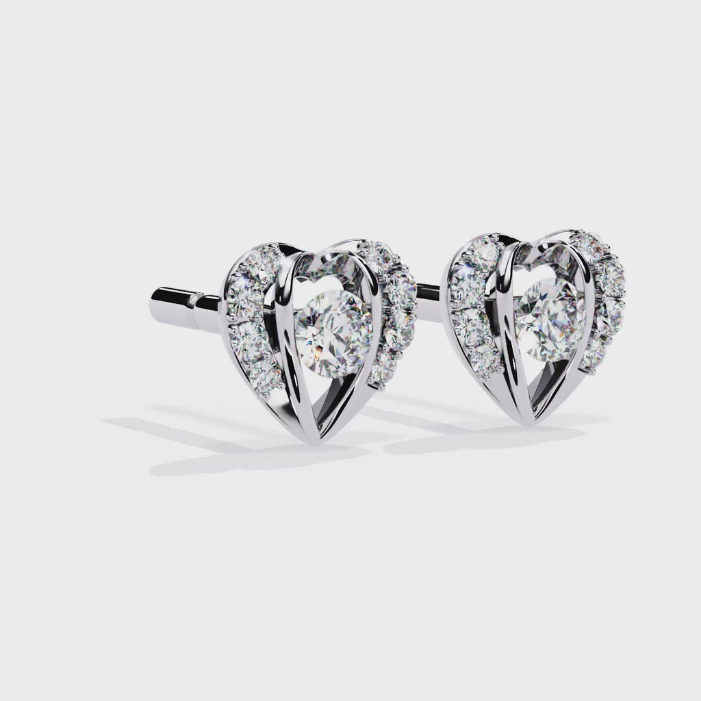 Dazzling Heart CZ Stud Earrings in 925 Sterling Silver | Love-Knot Diamond-Look Studs Jewelry Azuni & Company