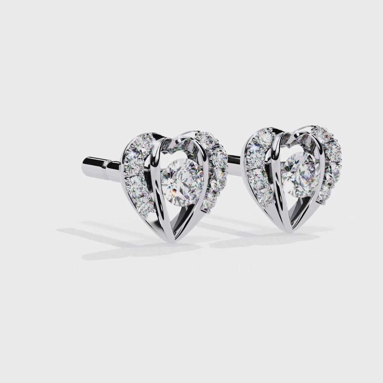 Dazzling Heart CZ Stud Earrings in 925 Sterling Silver | Love-Knot Diamond-Look Studs Jewelry Azuni & Company