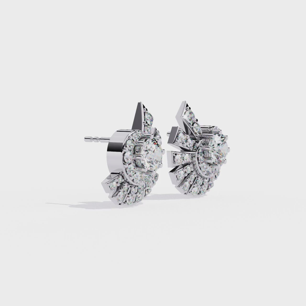 Dazzling Art Deco CZ Sterling Silver Stud Earrings Jewelry By Azuni & Company